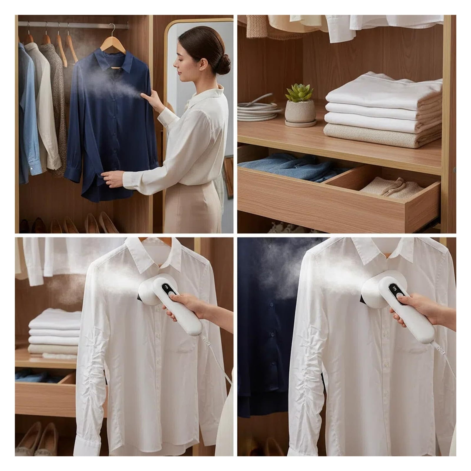 Cordless Mini iron - USB charging, 90° rotatable 30 Second Heat Up Time Suitable for ironing clothes (White)