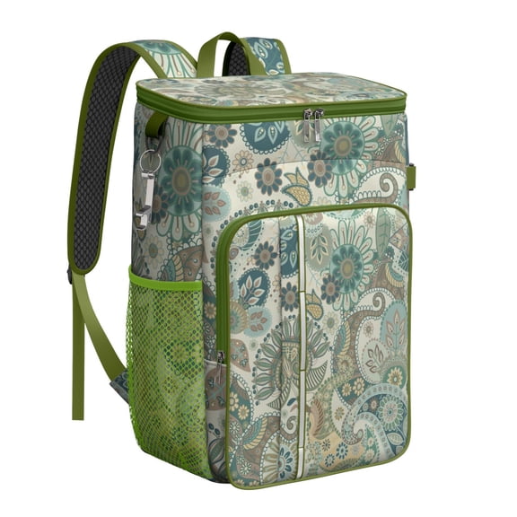 Classic Vintage Paisley Pattern Insulated Backpack Cooler - Leakproof 20L Capacity, Keeps Food & Drinks Cold for 20 Hours