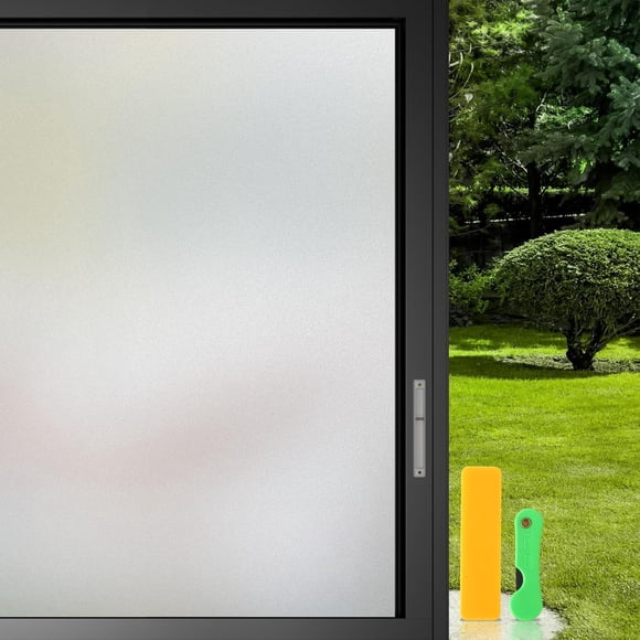 Película de Privacidad para Ventanas, 60x500CM Película Decorativa de Vidrio, Película de Vidrio, Vinilos para Ventanas Privacidad, sin Pegamento, Adherencia Electrostática, Anti UV (Esmeril)
