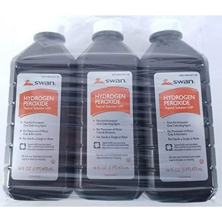 Hydrogen Peroxide Topical Solution USP 3%, 16 Ounce Bottles [3 Pack]