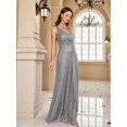 thumbnail image 5 of Lucyinlove, vestido de noche gris de lujo hasta el suelo con cuello en V, vestido largo elegante de fiesta para mujer, vestido de cóctel sin mangas con lentejuelas para graduación, 5 of 5