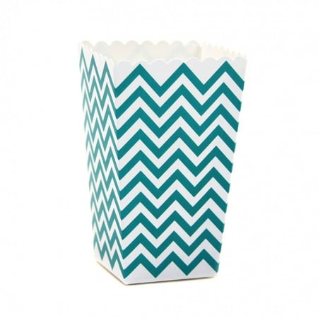 Dress My Cupcake 12-Pack Party Popcorn Boxes, Chevron, Aqua