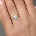 thumbnail image 5 of Gem Stone King 10K Yellow Gold White Simulated Opal and Diamond Engagement Ring for Women (1.05 Cttw, Oval Cabochon Cut 8X6MM), 5 of 6