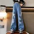 thumbnail image 4 of Girls Jeans Denim High Waisted Cool Ripped Straight Leg Baggy Jeans for Girls 5-14 Years, 4 of 4