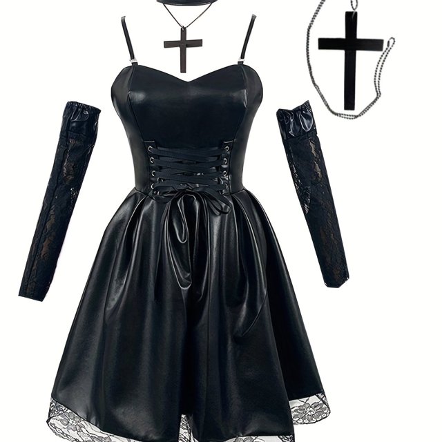 Vestido De Cosplay De Anime Japonés, Traje De Estilo Gótico Con Ribete De Encaje, Ropa De Mujer