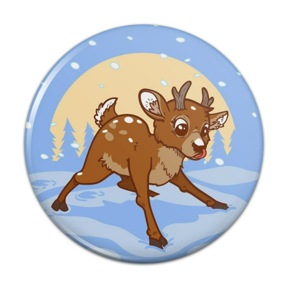 Baby Reindeer Christmas Holiday Pinback Button Pin