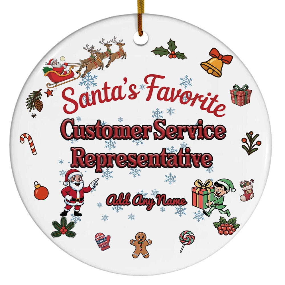 Santa's Favorite Customer Service Representative Ceramic Ornament, Custom Christmas Ornament, Christmas 2025 Tree Decoration, Gift for Family, Friends & Coworkers