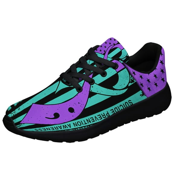 Suicide Prevention Awareness Shoes Sneakers for Women Men Black Size 3.5