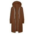 thumbnail image 3 of Long Hoodies for Women Zip Up Double Zipper Fleece Tunic Sweatshirts 2025 Fall Winter Oversized Jacket With Pockets Long Sleeve Casual Travel Outerwear​ Brown XL, 3 of 7