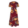 thumbnail image 4 of Fankiway Robe Longue à Fleurs Imprimée à Manches Courtes et Col Rond pour Femmes Courbes Robes de Printemps pour Femmes 2775, 4 of 5
