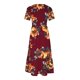 thumbnail image 4 of Puntoco Vestido Midi De Moda Para Mujer Vestido Con Cuello Redondo Y Manga Corta Con Doble Bolsillo Y Estampado Floral Borgoña L,Regalos Para Mujer Joven, 4 of 5