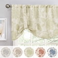 thumbnail image 2 of Curtainking Farmhouse Valance 20 inch Sage on Beige Rustic Floral Light Filtering Curtain Semi-Sheer Tie Up Valance for Kitchen Bathroom Rod Pocket 1 Panel, 2 of 5