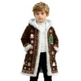 thumbnail image 3 of FUZHIQ Christmas Jacket for Kids Boys Santa Claus Xmas White Trim Open Front Hoodies Winter Warm Hooded Coat, 3 of 5