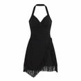 thumbnail image 7 of Levmjia Womens Western Fringe Mini Dress V Neck Ruched Sleeveless Backless Bodycon Dress Solid Color Form Fitting Summer Dress Festivals And Parties, 7 of 7