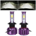 thumbnail image 4 of 2 faros antiniebla COB morados, 6500 K, 3000 LM para automóviles y motocicletas, faros LED H7 impermeables, 4 of 8