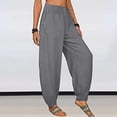 thumbnail image 4 of Xihbxyly Linen Pants for Women Womens Pants Cotton Linen Long Lounge Pants Drawstring Back Elastic Waist Pants Casual Trousers with Pockets, Dark Gray, S Under 1 Dollar Items Only #3, 4 of 6