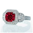 thumbnail image 2 of 1.5 Carat Vintage Princess Cut Ruby and Diamond Designer Halo Engagement Ring on 10k White Gold, 2 of 2