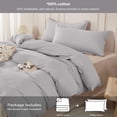 thumbnail image 3 of Duvet Cover Set Queen Size 100% Organic Cotton Grey, S3 Pcs Soft Bedding Comforter Cover with Zipper Closure & Corner Ties, Comforter Not Included, Gray, 3 of 8
