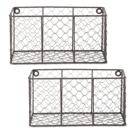 UPC: 0072724019293 | DII Farmhouse Vintage Chicken Wire Wall Basket  Set of 2 Small  Rustic Bronze