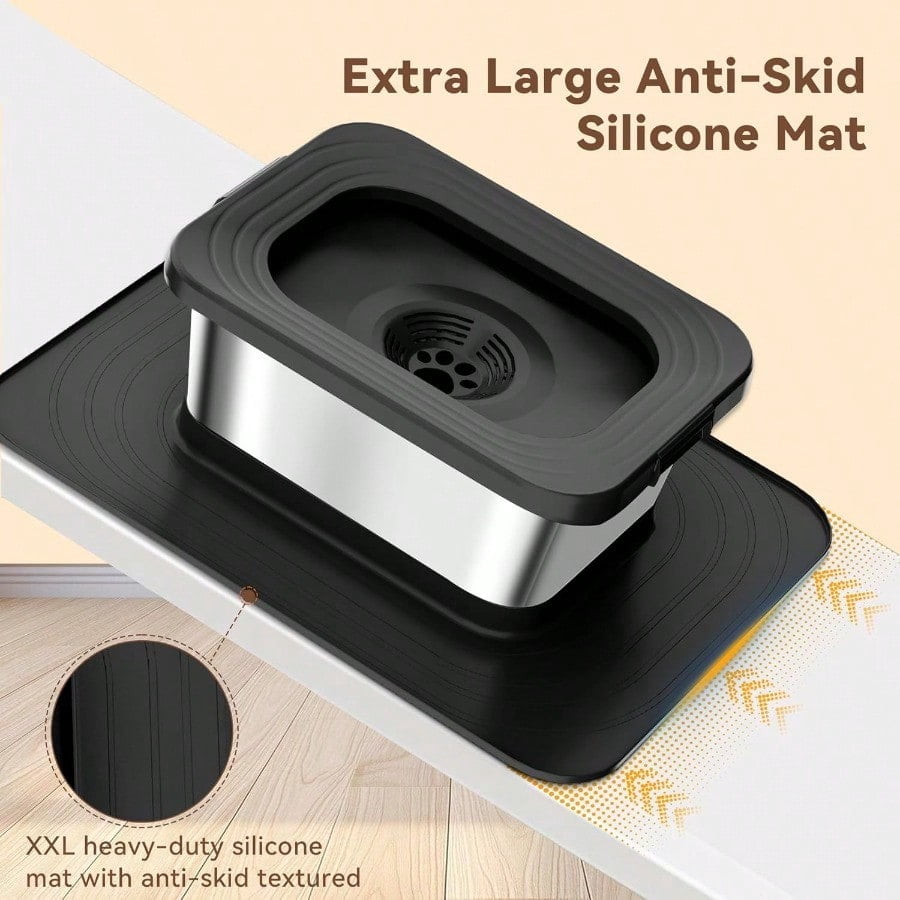 10L No Spill Dog Water Bowl 2.6 Gal Stainl Steel No Splash Large Dog Water Bowl with NonSlip Silicone Mat Sof Slow Drinking Pet Bowls for My Drinkers Indoor/Outdoor Use Black