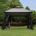 thumbnail image 3 of Outdoor 11x 11Ft Pop Up Gazebo Canopy With Removable Zipper Netting,2-Tier Soft Top Event Tent,Suitable For Patio Backyard Garden Camping Area,Grey, 3 of 7