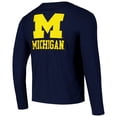 thumbnail image 3 of Men's Colosseum Navy Michigan Wolverines Logo Lockup 3-Hit Active Blend Long Sleeve T-Shirt, 3 of 3