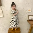 thumbnail image 5 of Kids Girls Dress Polka Dot Tulles Dresses Toddler Puff Sleeve Sundress Fashion Cute Black White Princess Party Dresses for 3-9 Years, 5 of 9