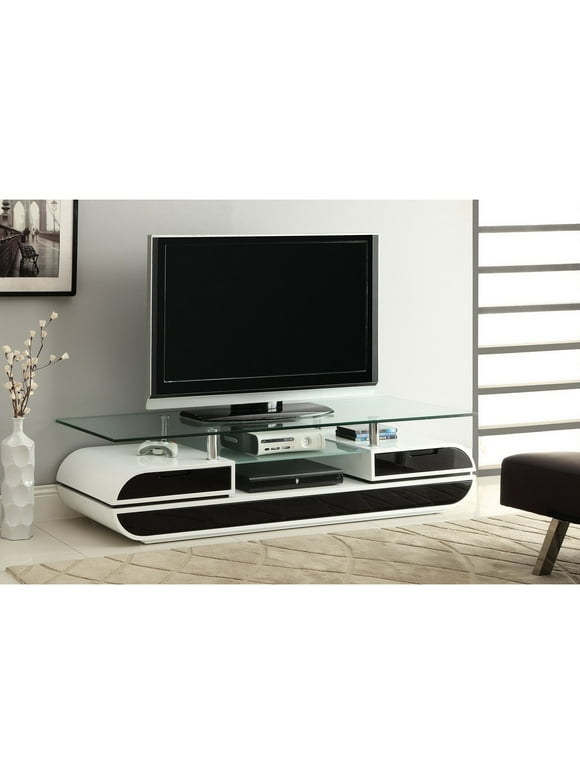 Furniture of America Ecom Modern Black 63-inch Glass Top 4-Shelf Media Center by