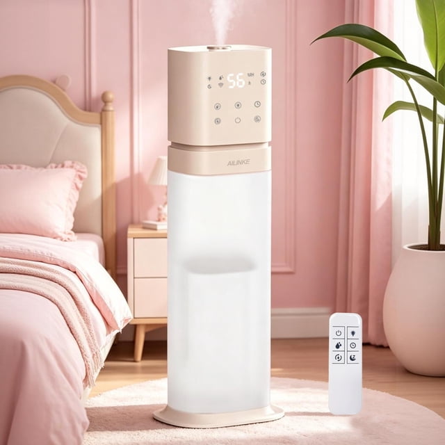 Humidifiers for large room,8L/2.1Gal Humidifiers for bedroom,5 Ambient Lights,Top Fill,Cool Mist, 360° Nozzle, Essential Oil Diffuser, Humidity Control, Extended Tube,12H Timer, Pink