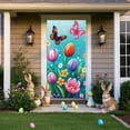 thumbnail image 5 of ChicYu 35×71in Easter Door Cover Egg Bunny Pattern Holiday Door Curtain Durable Washable Fabric Door Decor for Front Porch Home Party Supplies, 5 of 6