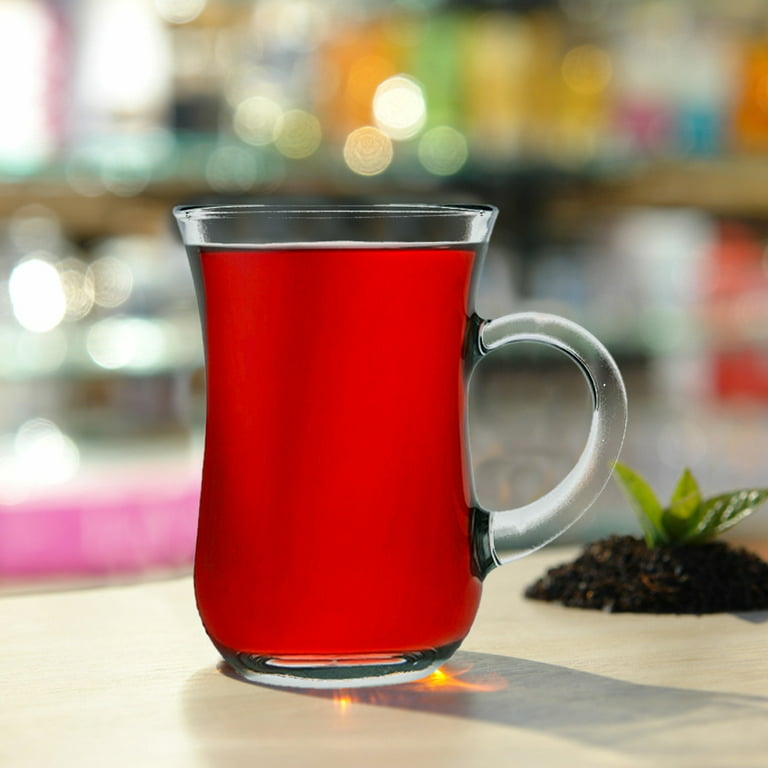 PASABAHCE G4U Clear Glass Coffee Tea Cups with Handle, Coffee Tea Service  Mugs Set of 6, 4.75 oz 