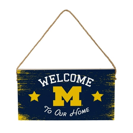 Michigan Wolverines 6" x 11" Welcome Home Wood Wall Sign with Rope Hanger