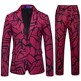 thumbnail image 2 of RKSTN Tuxedo Suits for Men 2PC Lapel Single Breasted Button Printed Dress Suit Sets Men's Turndown Regular Fits Floral Print Blazers and Pant 2 Piece Set Wedding Business Performance Prom Dress Set, 2 of 10