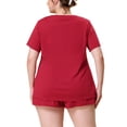thumbnail image 5 of MODA NOVA Juniors Plus Size Cat Top and Polka Dots Elastic Shorts Pajamas Set Burgundy 3X, 5 of 5