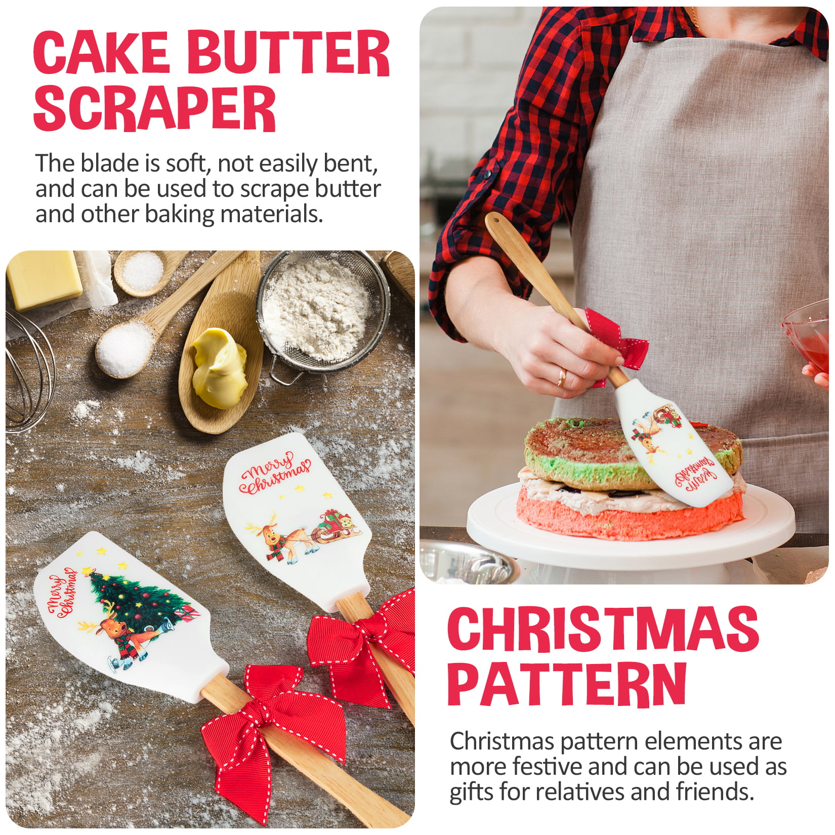 Christmas Silicone Spatulas Set Food Grade Cake Cream - Temu