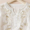 thumbnail image 5 of KBZDBZC Womens Summer Tops Vintage Floral Embroidery Long Sleeve Button Up Breathable Cotton Linen Shirt Women’S Blouse Women Shirts Womens Shirts (White,XL), 5 of 6