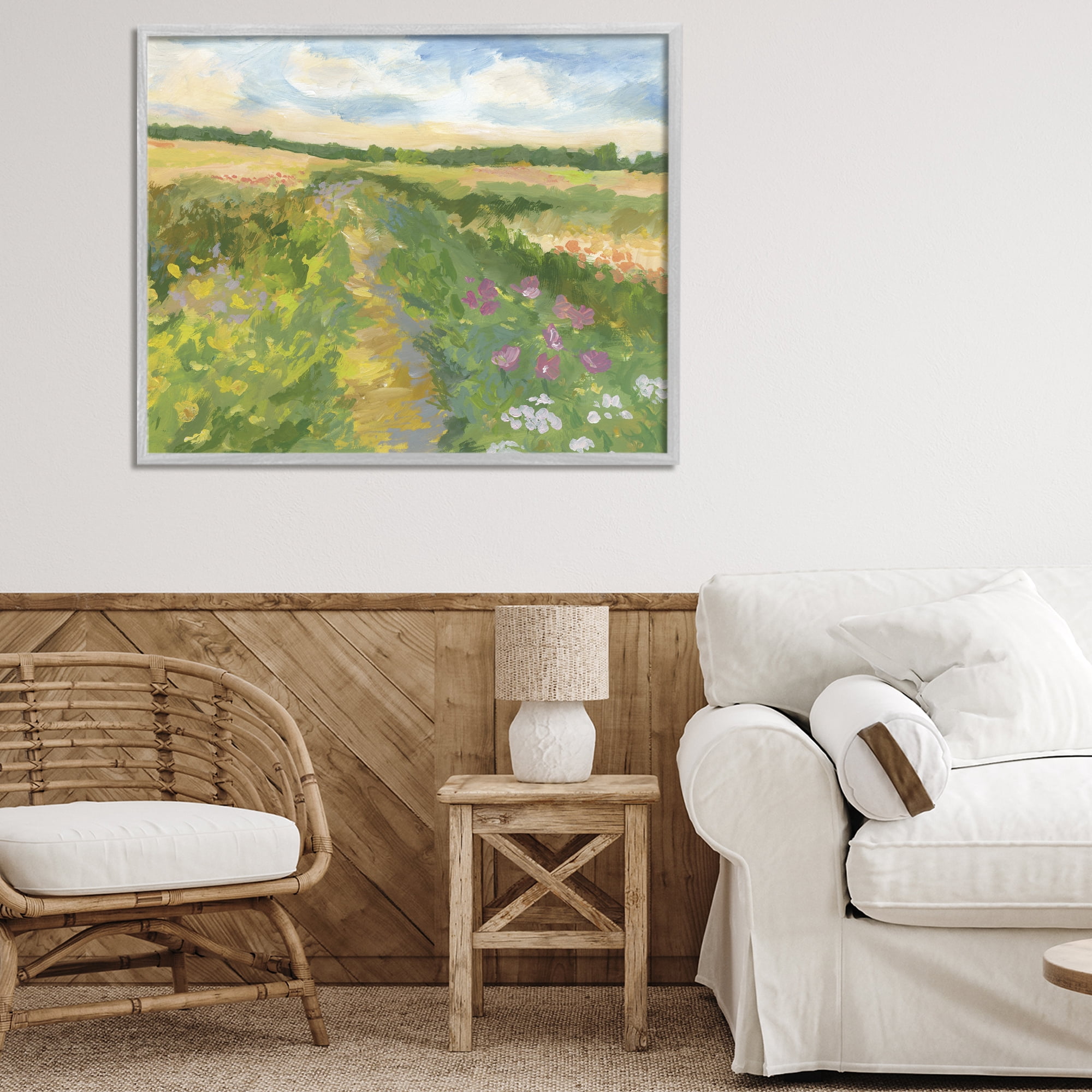 Stupell Industries Windswept Flower Field Gray Framed Giclee Art, design by Victoria Barnes