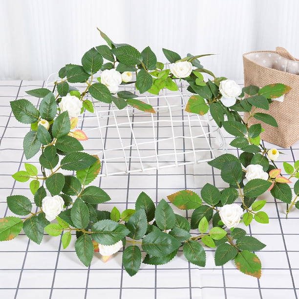 Guirnalda de rosas artificiales para decoración de techo | Enredadera floral artificial con hojas | Planta colgante de plástico de 130 cm de largo para decoración del hogar, oficina, bodas y fiestas