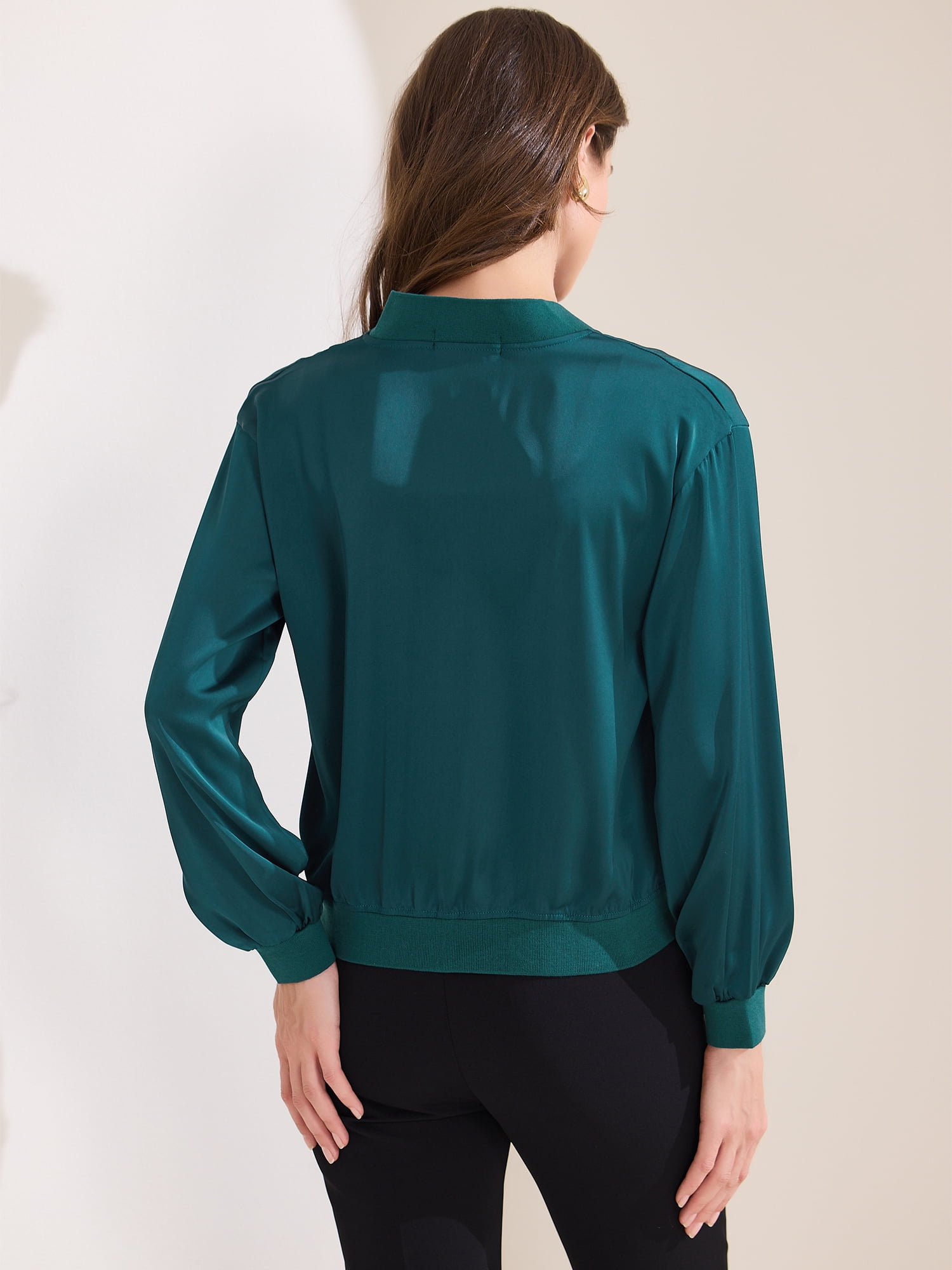 DARING DIVA Zip Up Coat Long Sleeve Outerwear  Lightweight Top S Blue Green