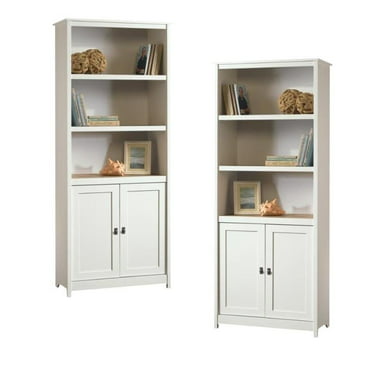 Prepac Tall Bookcase With 2 Shaker, White Bookcase With Doors On Bottom