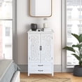 thumbnail image 3 of FFZ 27 inch Accent Tall Tower Storage Cabinet Rustic Wood Sideboard Pantry Buffet with Two Doors Drawers, White, 3 of 13