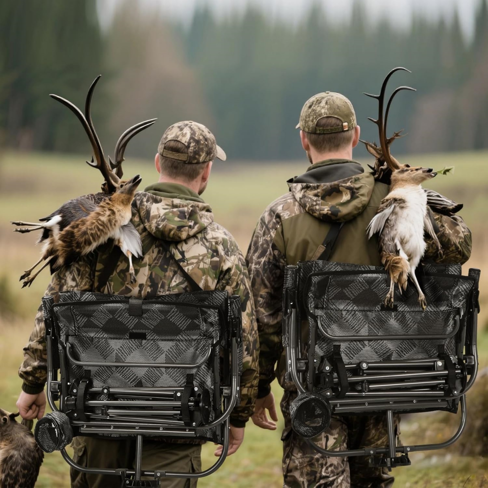 RedSwing 360° Swivel Hunting Chairs for Ground Blinds, Portable Folding Camping Chairs for Adults Hunting Seats with Hard Arms for Outdoor Fishing Camping