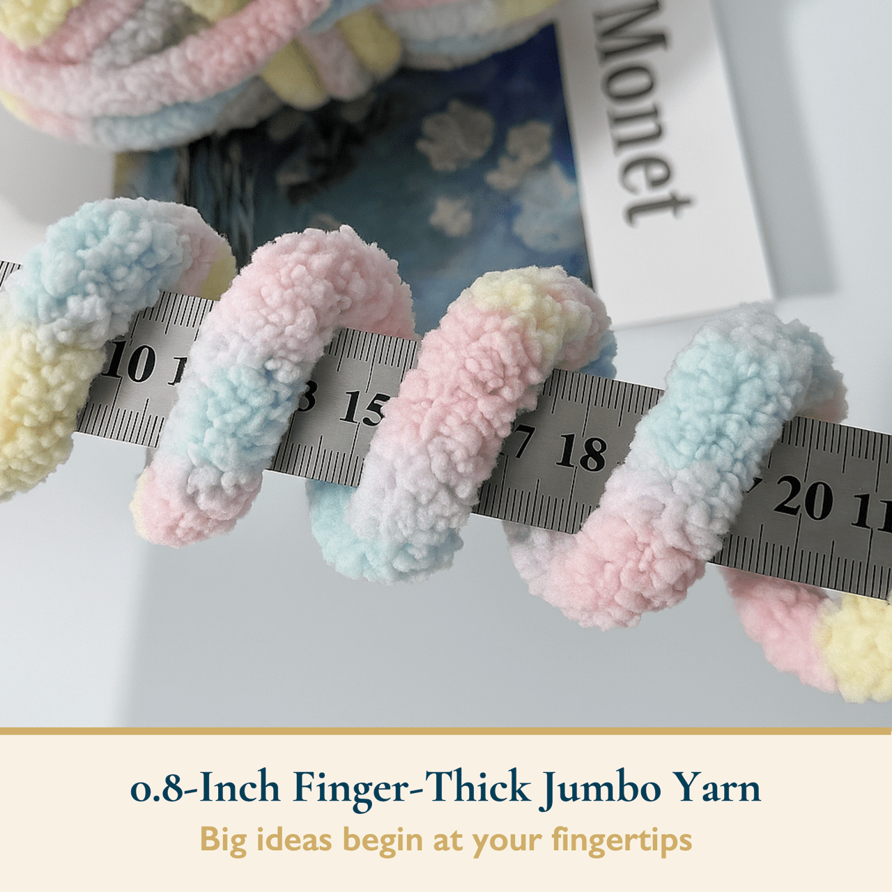 ComfiTime 8-Pack Jumbo 7 Chenille Yarn – Strong Thick Soft Fluffy Yarn for Crochet & Hand Knitting, Quick Work for Plush Blankets, DIY Crafts & Home Décor, Machine Washable, 28 Yds/Skein, Macaron