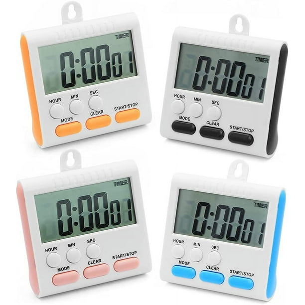 Temporizador de Cocina 24 Horas Temporizador para Ninos de 4 Piezas Temporizador Digital de 4 Colores Cronometro con Alarma de Gran Formato para Cocina Ducha Bano Ninos Profesor Aula 6 Botones Walmart...