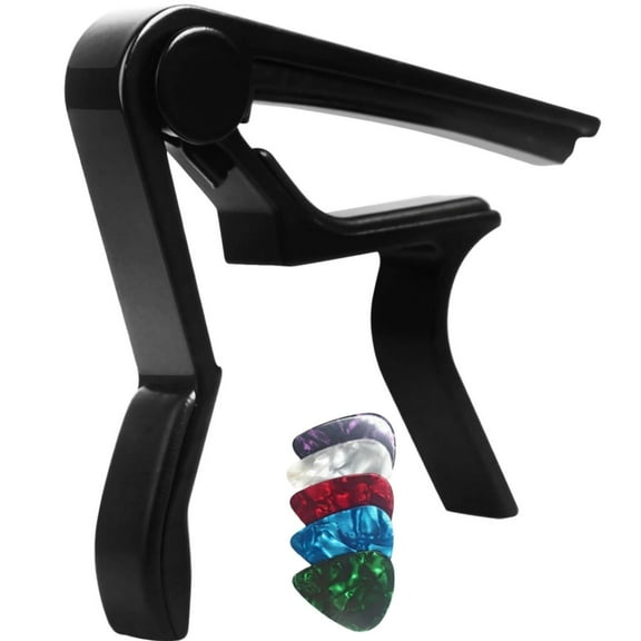 Guitar Capo for Acoustic and Electric Guitars with 5 Picks for Free, Black