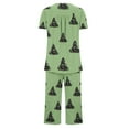 thumbnail image 5 of Sunvit-Panties Pajamas Womens Christmas Pajama Set, Green with Christmas Tree Print, Soft Stretchy 95% Polyester 5% Spandex, Short Sleeve Top & Capri Pants with Pockets, S-XXXL,Size 2XL, 5 of 6