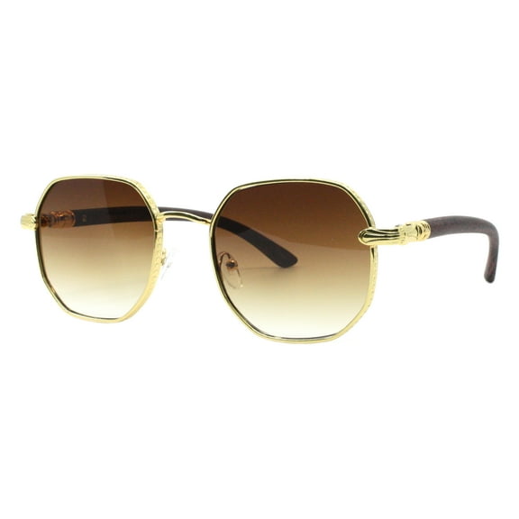 Luxurious Wood Buffs Sunglasses Hipster Designer Fashion UV 400 Gold, Brown