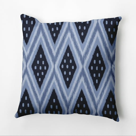 Simply Daisy 16" x 16" ikat diamond dot Geometric Outdoor Pillow, Blue (1 count)