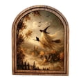 thumbnail image 2 of Witch Arched Wood Frame Tabletop Decor, Rustic Halloween Wall Art, Warm Spooky Artwork for Shelf Styling, Desk Decor, Living Rooms, Walls, 8.9 X 7.2 Inch, 2 of 7