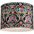 thumbnail image 3 of Springcrest Set of 2 Drum Print Lamp Shades Multi-Color Bohemian Medium 15" Top x 15" Bottom x 11" High Spider Harp Finial Fitting, 3 of 6
